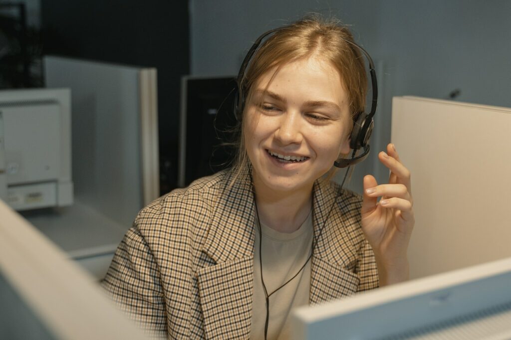 woman in outsourced customer support center